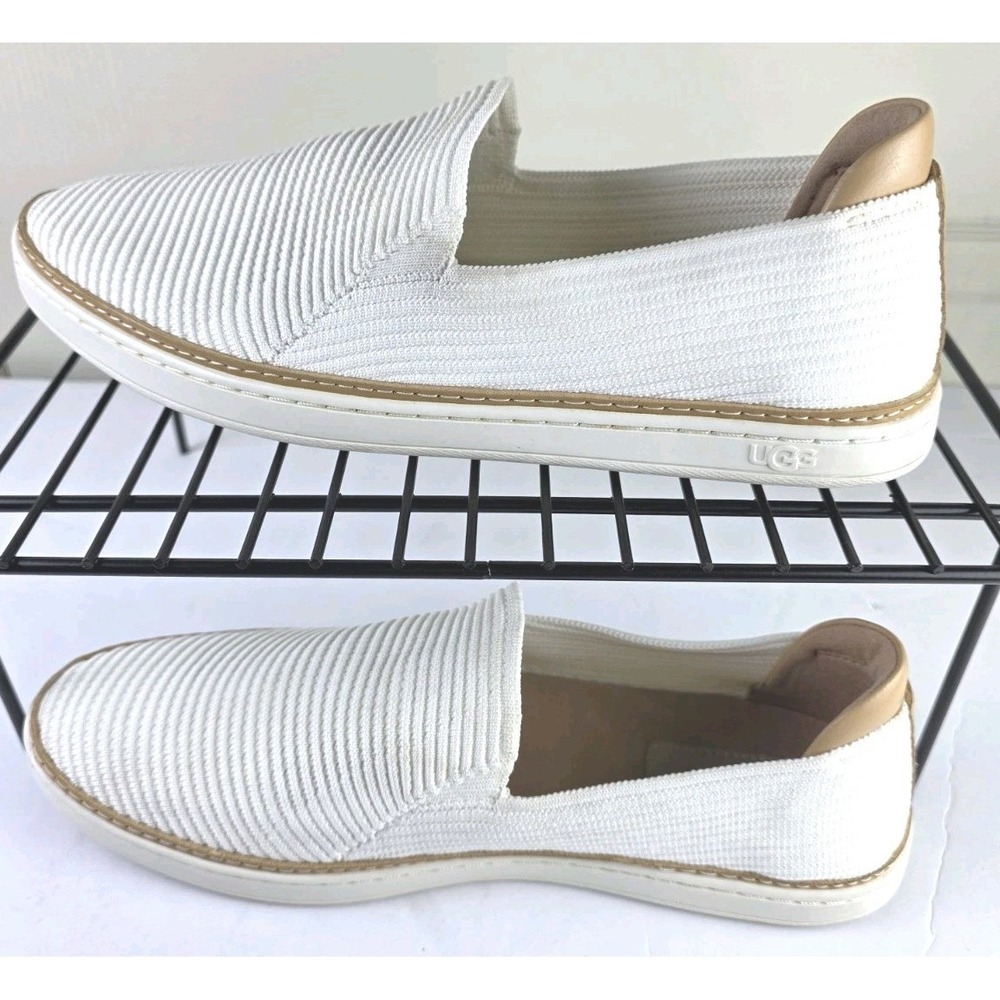 UGG Sammy Rib Knit Slip On Sneakers White 1112259 Women 9.5 Loafers - Picture 6 of 12